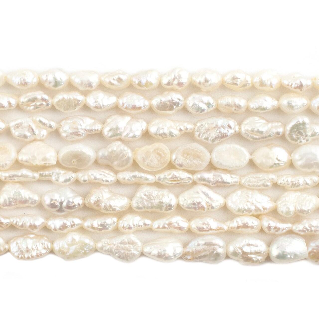The Bead Chest Vintage Japanese Rice Pearl Beads: 10 Strand Bundle of 5mm Pearls, Oval White Pearls for Jewelry Making